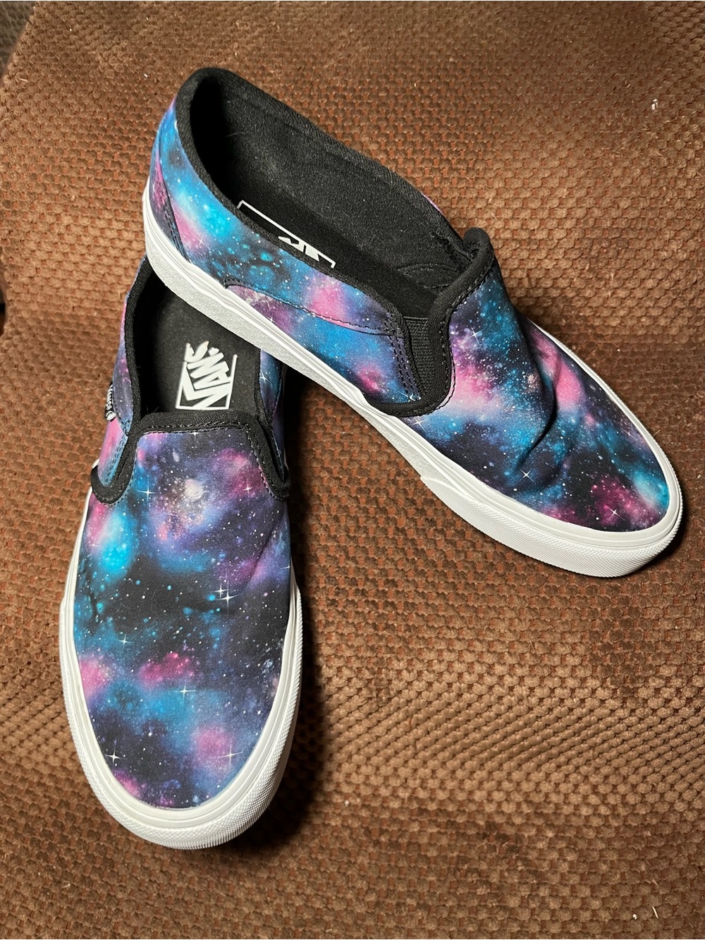 Vans Classic Galaxy Slip On Sneakers Womens 8.5 Cosmic Space Nebula Black Purple
